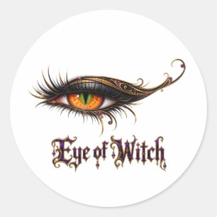 Pegatina Redonda Ojo genial de la bruja de Halloween Ojos glamuroso