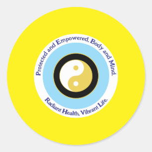 Pegatina Redonda Ojo malvado amarillo para la salud y el optimismo