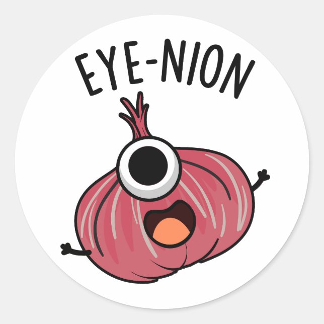 Pegatina Redonda Ojo-nion Funny Onion Pun (Anverso)
