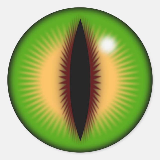 Pegatina Redonda Ojo verde de un dragón (Anverso)