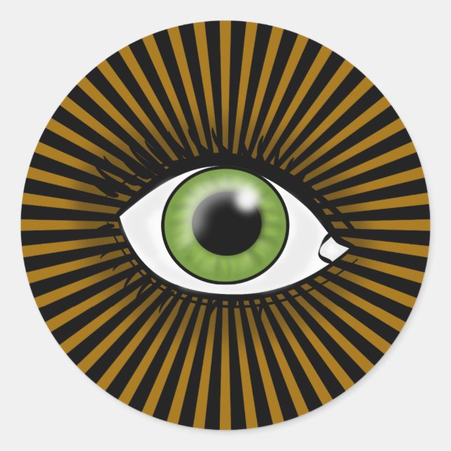 Pegatina Redonda Ojo verde solar (Anverso)