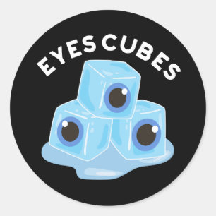 Pegatina Redonda Ojos Cubes Funny Ice Pun Dark BG