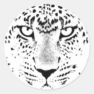 Pegatina Redonda Ojos de leopardo blanco y negro