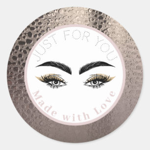 Pegatina Redonda Ojos de Maquillaje Glam Modernos Rosa Dorado Abstr