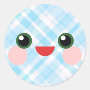 Pegatina Redonda Ojos Dulces Kawaii Amiga Cuadros Adorable