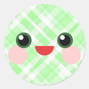 Pegatina Redonda Ojos Dulces Kawaii Amiga Cuadros Adorable