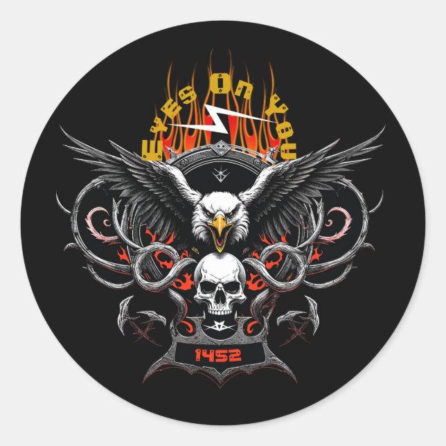 Pegatina Redonda Ojos En Ti Catorce Cincuenta Y Dos Gigantes De Ban (Anverso)