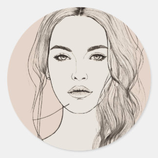Pegatina Redonda ¡Ojos Mesmerizadores, Hermosos Labios!