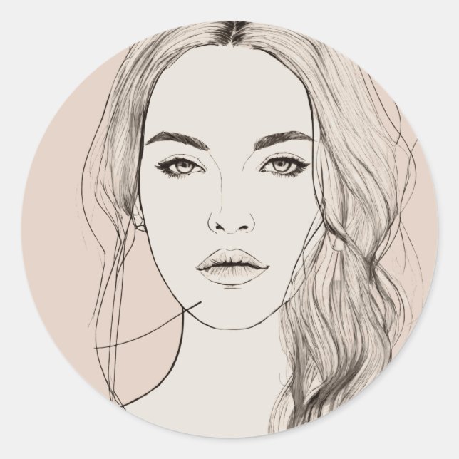 Pegatina Redonda ¡Ojos Mesmerizadores, Hermosos Labios! (Anverso)