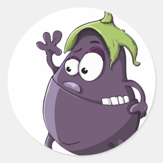 Pegatina Redonda Ojos vegetales morados de berenjena (Anverso)