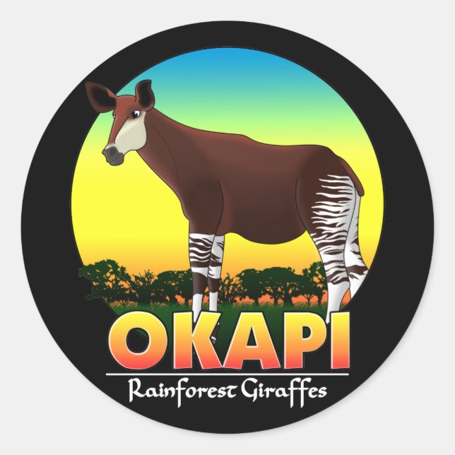 Pegatina Redonda Okapi (Anverso)