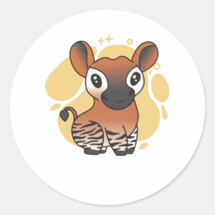 Pegatina Redonda Okapi Waldgiraffe Zebra Kawaii Okapis Sweet