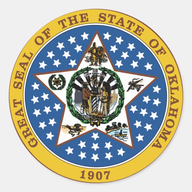 Pegatina Redonda Oklahoma (Anverso)