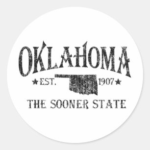Pegatina Redonda Oklahoma - El estado más pronto