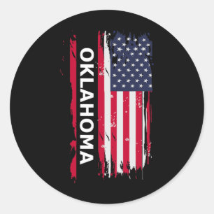 Pegatina Redonda Oklahoma hombres y mujeres 