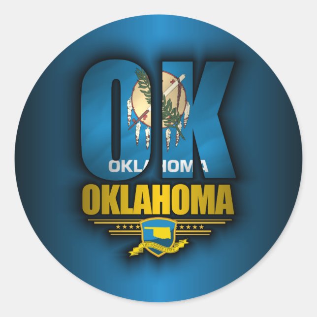 Pegatina Redonda Oklahoma (OK) (Anverso)