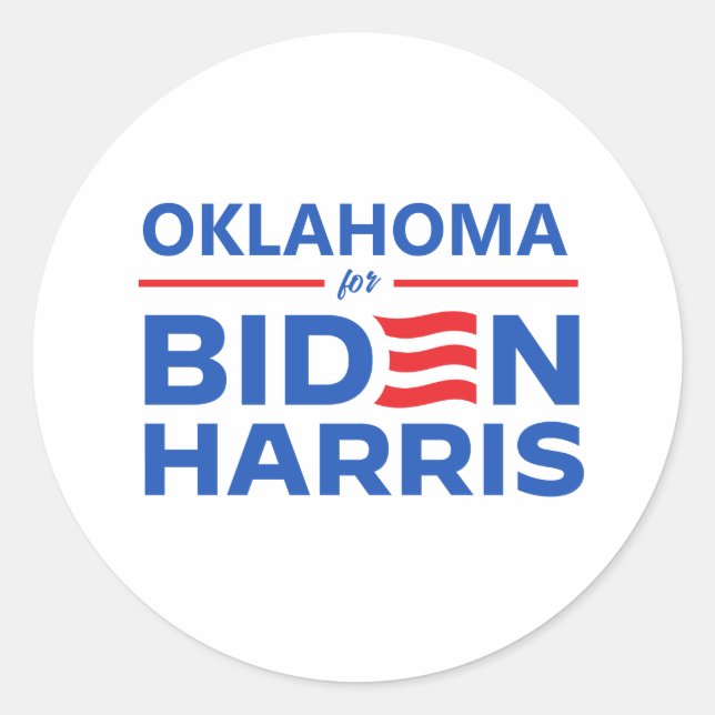 Pegatina Redonda Oklahoma para Biden Harris (Anverso)