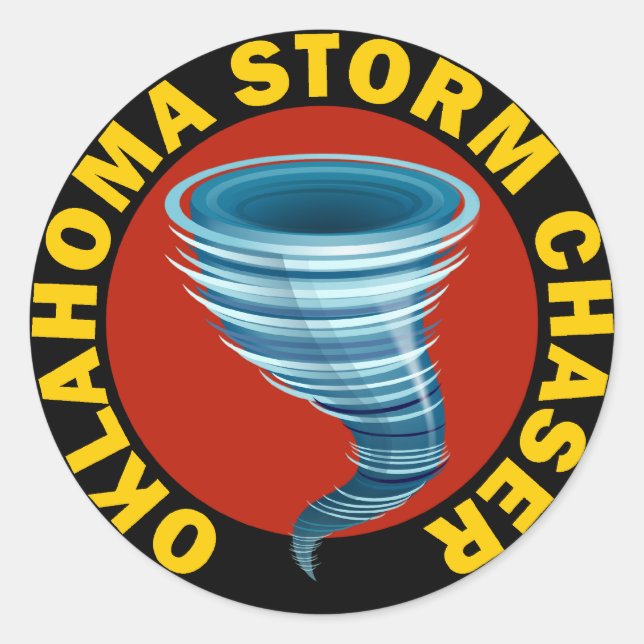 Pegatina Redonda Oklahoma Storm Chaser (Anverso)