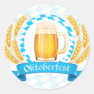 Pegatina Redonda Oktoberfest Frothy Beer Mug