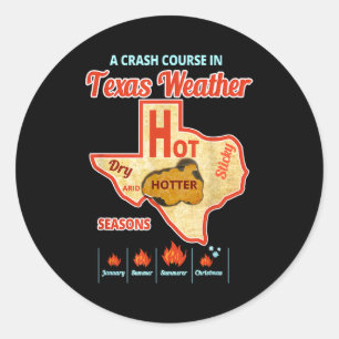 Pegatina Redonda ola de calor en verano en Texas