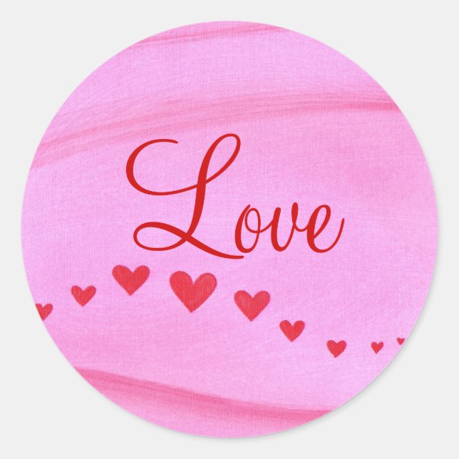 Pegatina Redonda Ola de corazones rojos Pegatinas de amor (Anverso)