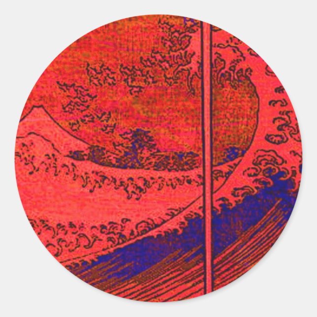 Pegatina Redonda ola roja (Anverso)