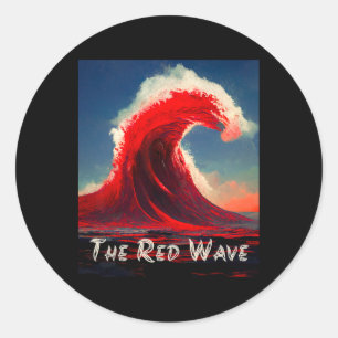 Pegatina Redonda Ola Roja Se Avecina Voto Republicano