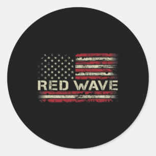Pegatina Redonda Ola Roja Usa Elección 2025 Republicano Americano F