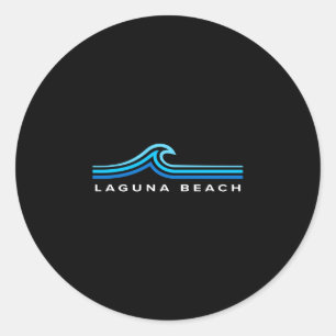 Pegatina Redonda Olas de Laguna beach ca vintage hombres mujeres ni