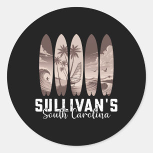 Pegatina Redonda Olas de Sullivan Carolina del Sur Hombres Mujeres