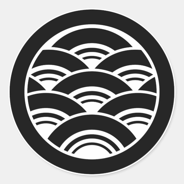 Pegatina Redonda Olas superpuestas en círculo (Anverso)