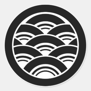 Pegatina Redonda Olas superpuestas en círculo
