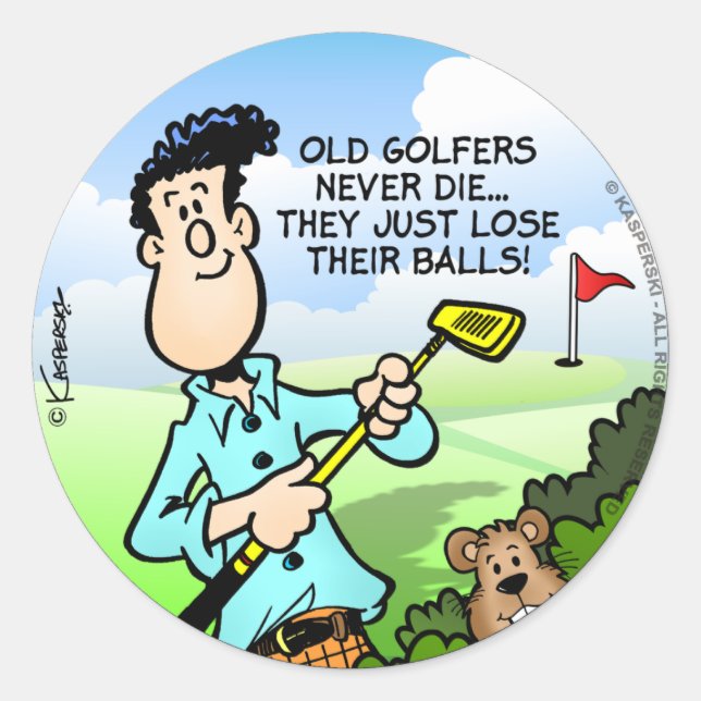 Pegatina Redonda Old Golfer (Anverso)