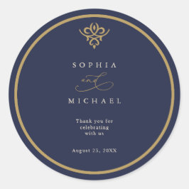 Pegatina Redonda Old Money Navy Blue Wedding Sticker