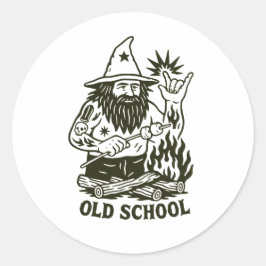 Pegatina Redonda Old School Magic Wizard Funny Sticker