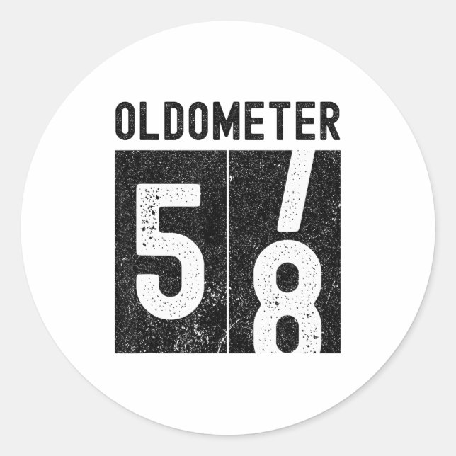 Pegatina Redonda Oldometer 58th Birthday Funny Retro Turning 58 Yea (Anverso)