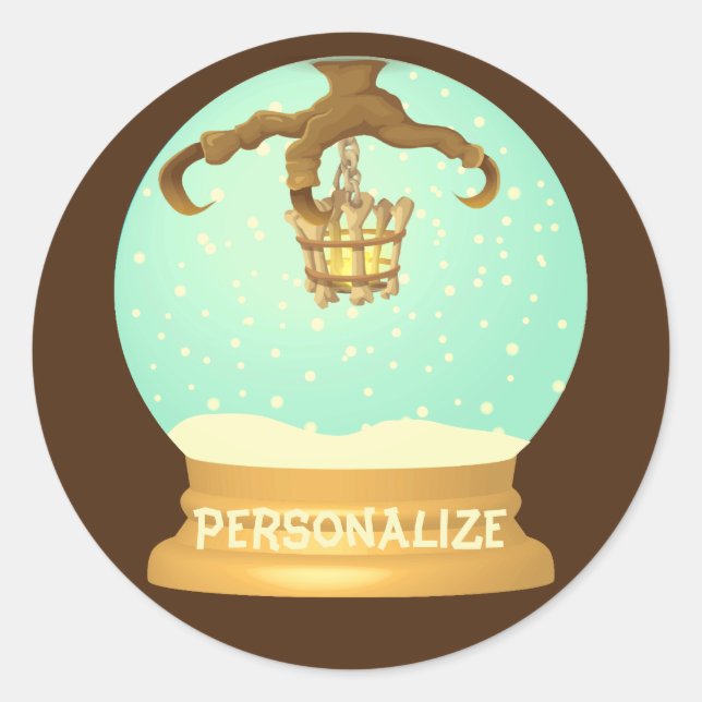 Pegatina Redonda Oleuza talón y lámpara de araña de hueso caída glo (Anverso)