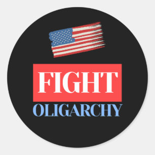 Pegatina Redonda Oligarquía de la Lucha - Vintage Bandera Americana