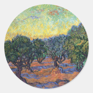 Pegatina Redonda Olivar de Vincent Van Gogh Impresionismo Arte