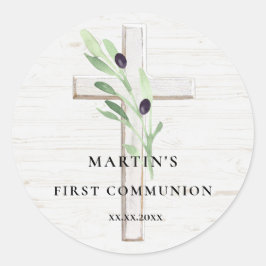 Pegatina Redonda Olive branch white wood Cross First Community