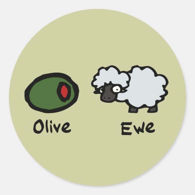 Pegatina Redonda Olive Ewe (Anverso)