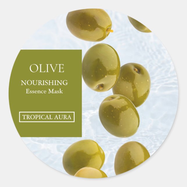 Pegatina Redonda Olive Facial Mask Label (Anverso)