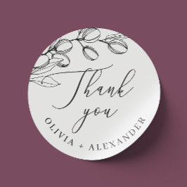 Pegatina Redonda Olive minimalista Gracias | Elegante Favor de la B