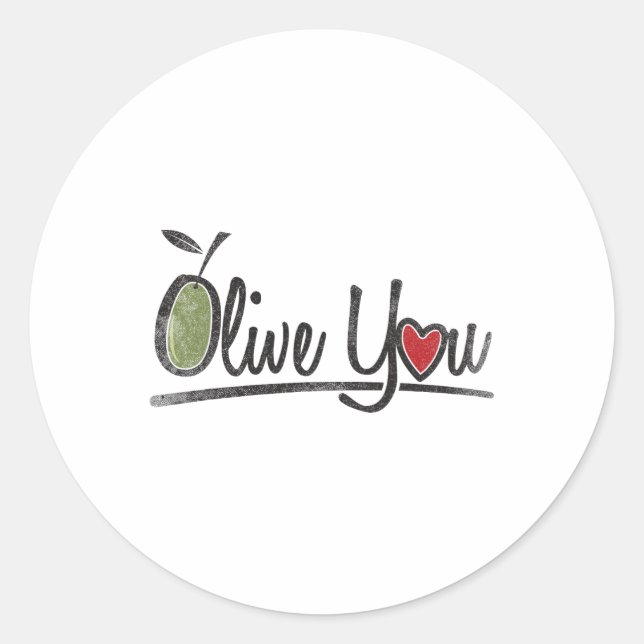 Pegatina Redonda Olive You - Love Pun (Anverso)
