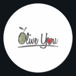 Pegatina Redonda Olive You - Love Pun<br><div class="desc">Olive You - Love Pun</div>