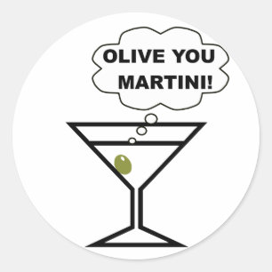 Pegatina Redonda Olive You Martini