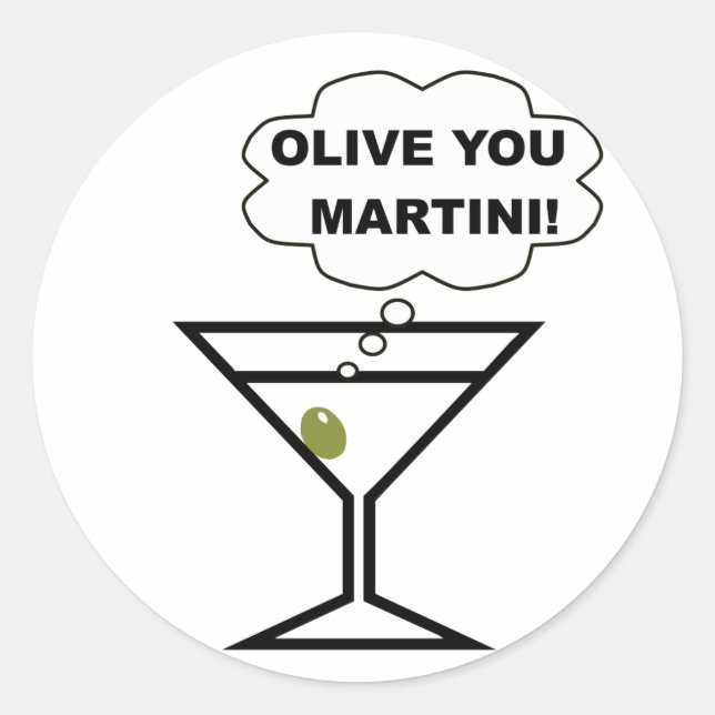 Pegatina Redonda Olive You Martini (Anverso)