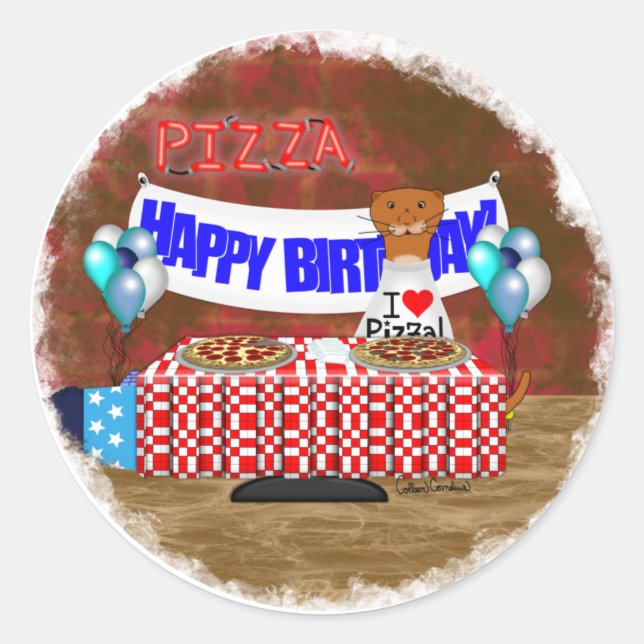 Pegatina Redonda Oliver ¡El Otter tiene 6 años! Feliz cumpleaños (Anverso)