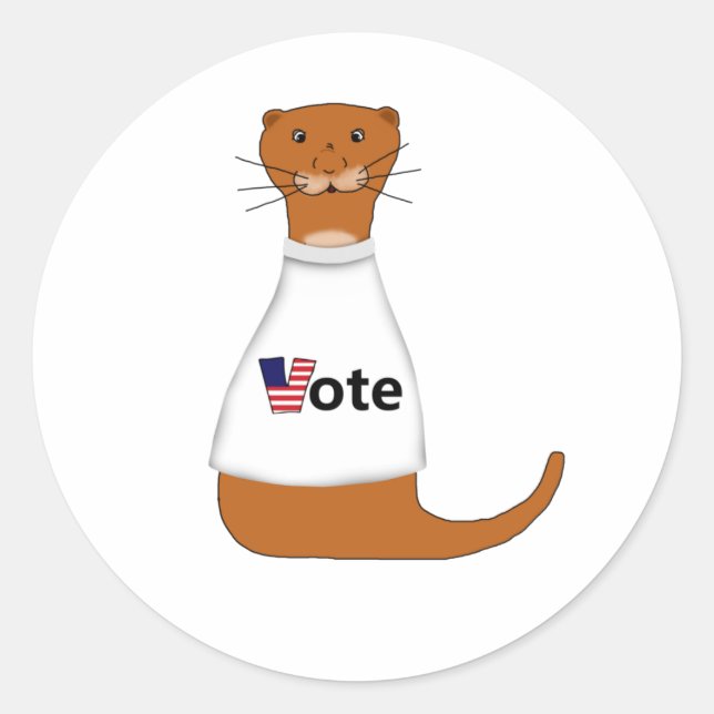 Pegatina Redonda Oliver The Otter Dice Vota! (Anverso)