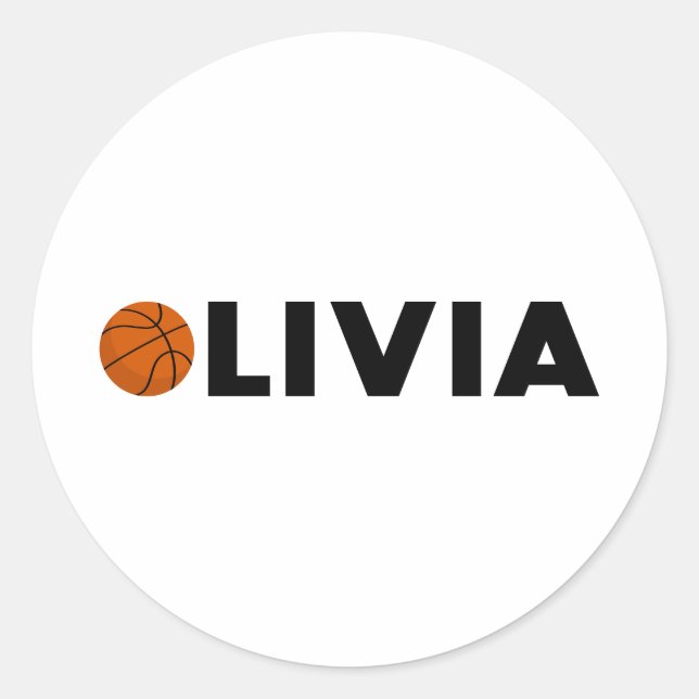 Pegatina Redonda Olivia Basketball (Anverso)